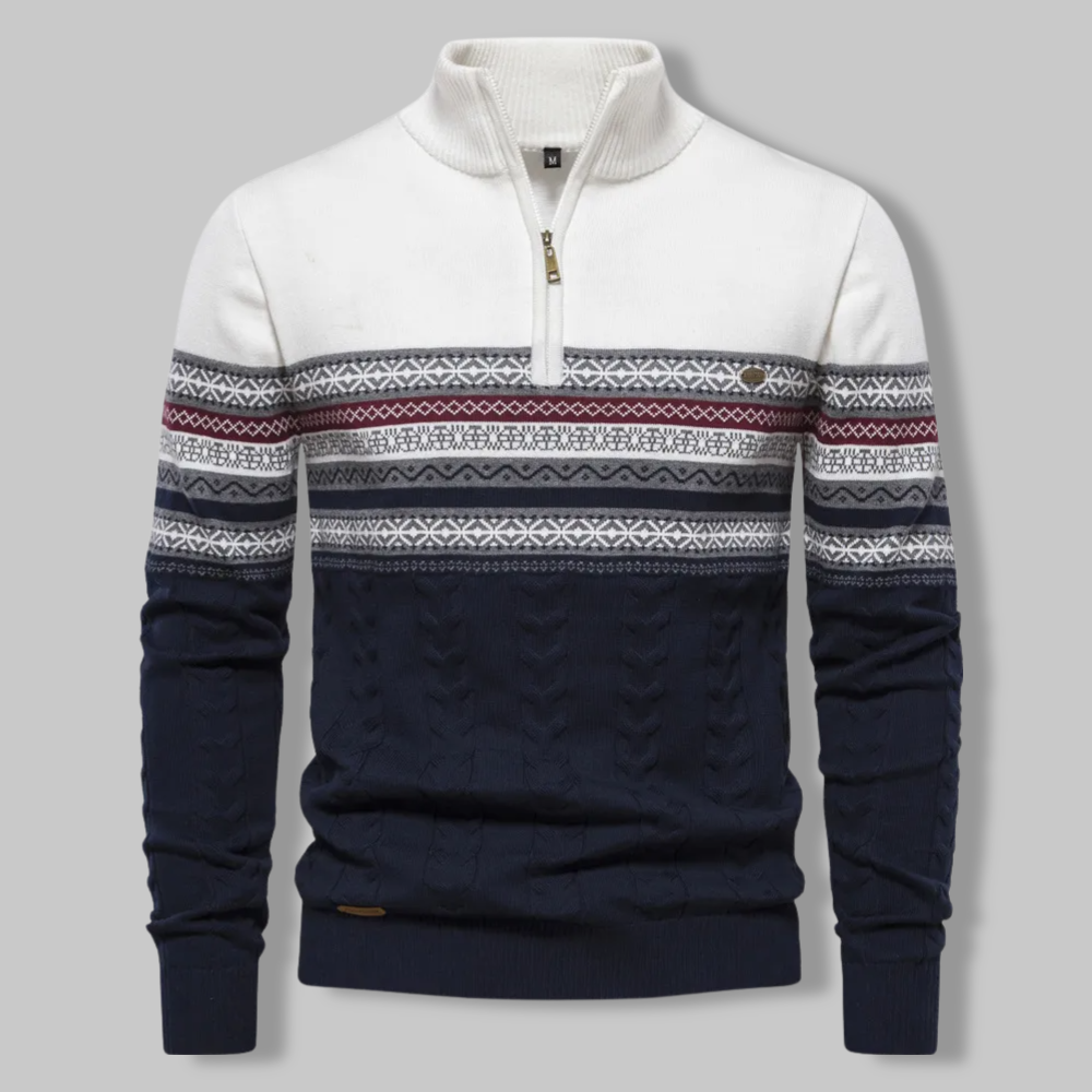 Alpina | Cotton sweater with zip collar